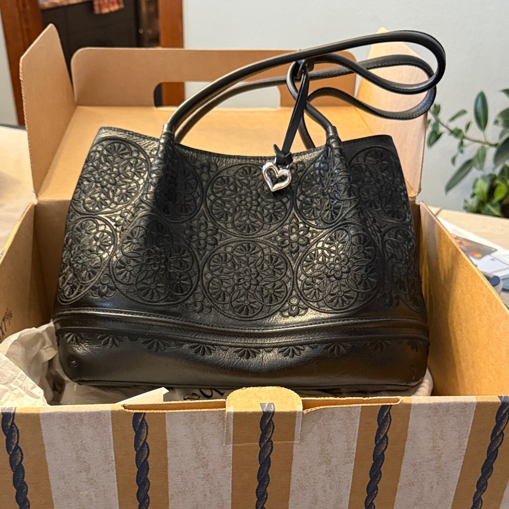 Elegant Black Embossed Handbag